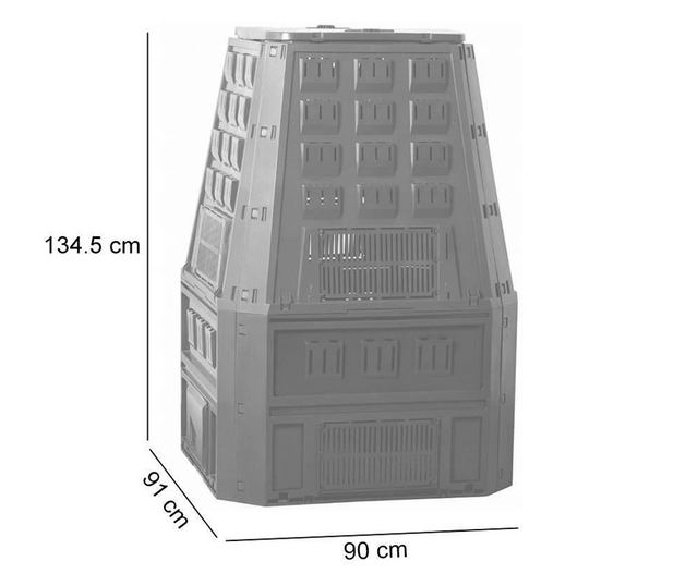 Kompostor za vrt, 850 L, crn, Evoblack
