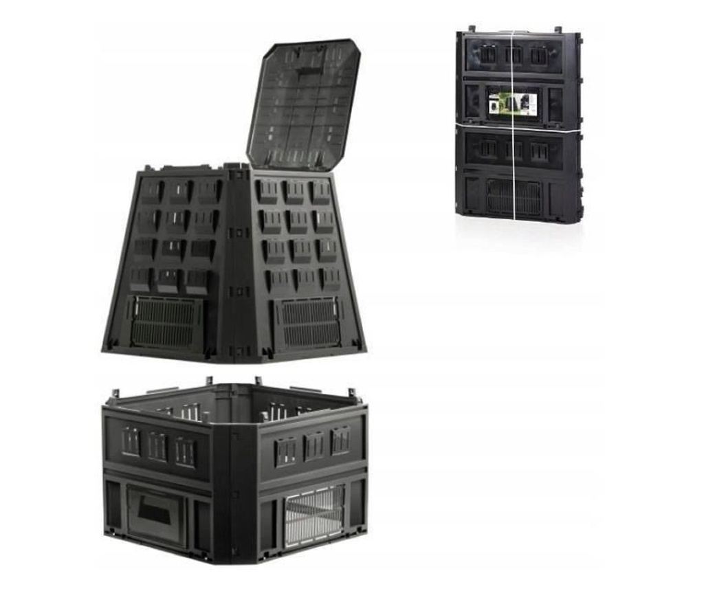Vrtni komposter, 850 L, crni, Evoblack - 4