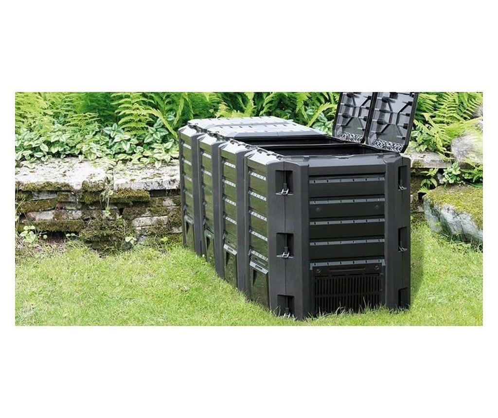 Zahradní kompostér, 4 moduly, černý, 1600 l, 261x71,9x82,6 cm, moduly Compogreen - 2