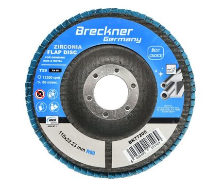 Elülső csiszolólemezek, cirkónium, P60, 115 mm, Breckner Germany