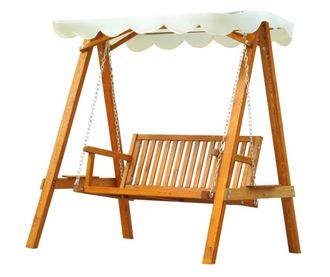 Люлка за градина, 2 места, бяло и естествено, 162x130x185 см, дървена конструкция, макс. 240 кг, Dakar