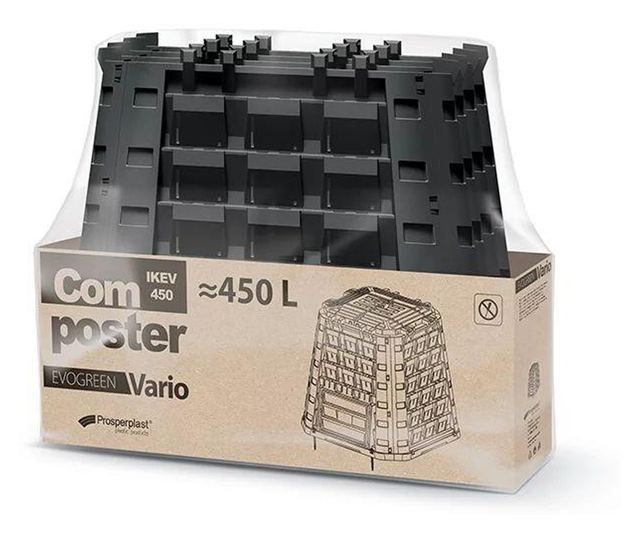 Kompostor za vrt, 450 L, crn, Evogreen, Vario