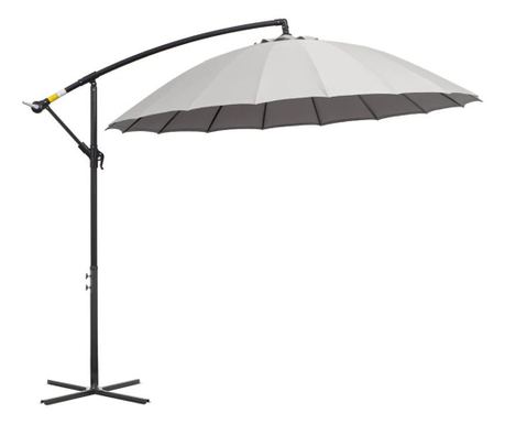 Vrtni/Terasa senčnik, banana stil, z ročico, siv, 296 cm