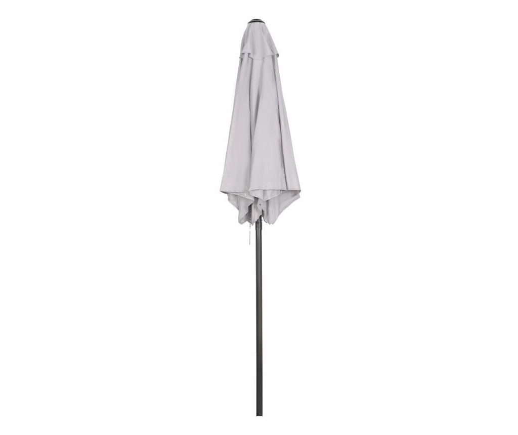 Polkruhový záhradný/balkónový/terasový slnečník s kľukou, hliníková tyč, sivý, 196 cm - 2