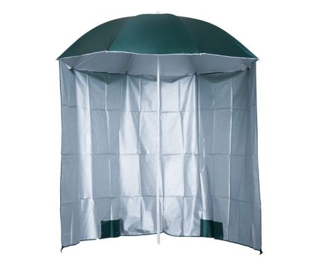Sončnik za plažo s senčilom, 2 protiuteži, temno zelen, 200 cm