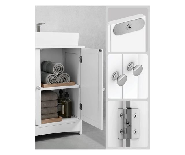 Ντουλάπι μπάνιου, Artool, σανίδα MDF, 2 εσωτερικά ράφια, 2 πόρτες, λευκό, 60x30x60 εκ.