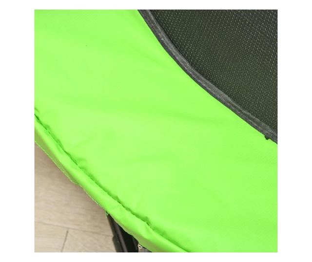 Trampolin za djecu 3-10 godina, 140x155 cm, sa sigurnosnom mrežom, košarkaškim košem, 20 šarenih loptica, zelene i žute boje, ma