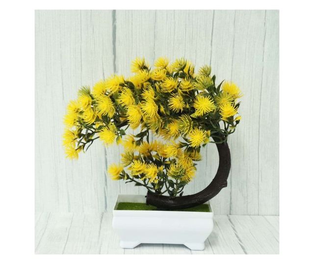 Sztuczne dekoracyjne bonsai w doniczce, żółte, 20 cm, MCT-20k322G