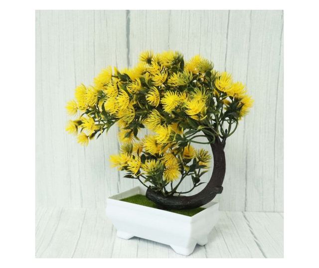 Sztuczne dekoracyjne bonsai w doniczce, żółte, 20 cm, MCT-20k322G