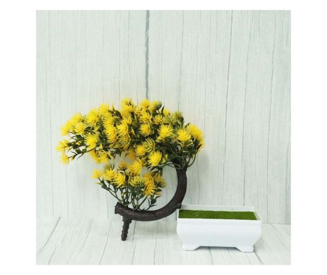 Sztuczne dekoracyjne bonsai w doniczce, żółte, 20 cm, MCT-20k322G