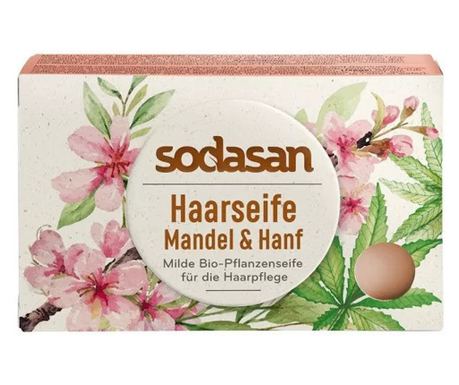 Trdni šampon za lase z mandlji in konopljo 100 g Sodasan
