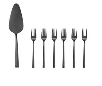 Set tacamuri inox servire desert, 7 piese, AMBITION Como Black