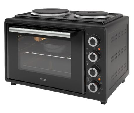 Cuptor electric ECG ETH 3501B, 35 litri, 1400 W, 2 plite, iluminare interioară, 90-250°C, negru