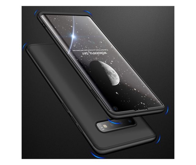 Samsung Galaxy S10 tok - 360 fokos védelem, 3 az 1-ben, műanyag, fekete