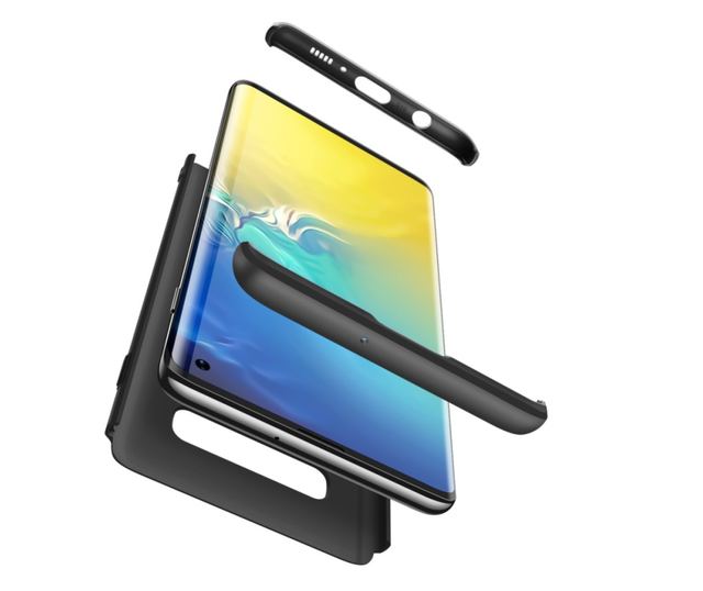 Samsung Galaxy S10 tok - 360 fokos védelem, 3 az 1-ben, műanyag, fekete