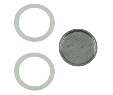 Komplet 2 silikonskih tesnil + filter iz nerjavečega jekla za kavni aparat za 2 osebi