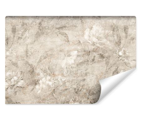 Fototapet Muralo flori abstracte, bej, perete 3D 400 cm x 280 cm decor perfect pentru sufragerie  400x280cm