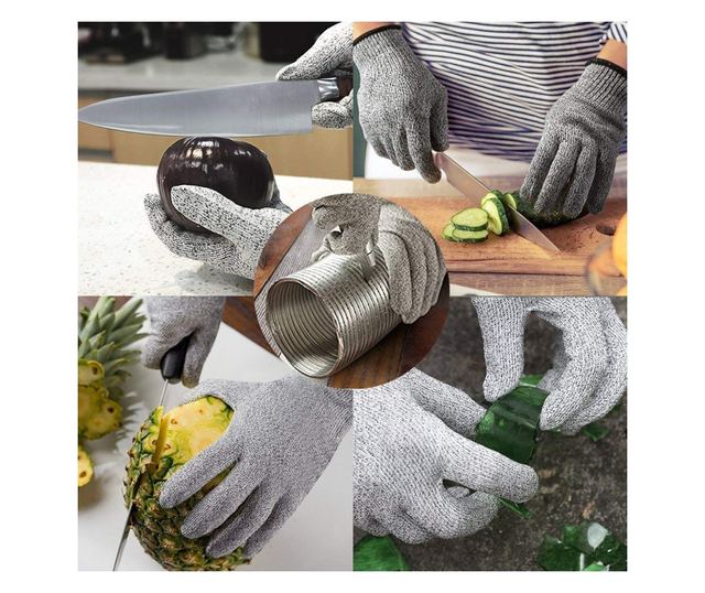 Manusi protectie anti-taiere, HPPE, spandex, fibra de sticla, nivel anti-taiere 5, unisex, marime universala