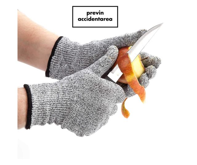 Manusi protectie anti-taiere, HPPE, spandex, fibra de sticla, nivel anti-taiere 5, unisex, marime universala