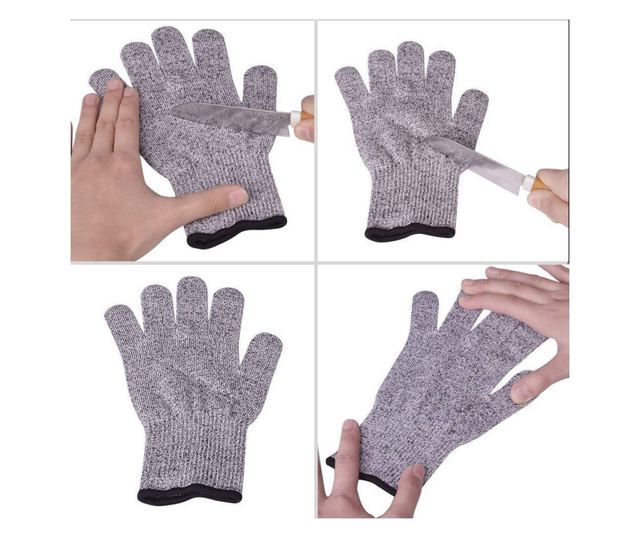 Manusi protectie anti-taiere, HPPE, spandex, fibra de sticla, nivel anti-taiere 5, unisex, marime universala