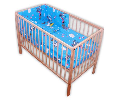 Hubners Komplet posteljnine za otroško posteljico Mačka in miš, 4-delni, moder