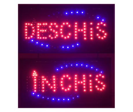 Reclama LED MyStyle, Magazin Deschis - Inchis, cu buton schimbare mesaj, Rosu - Albastru