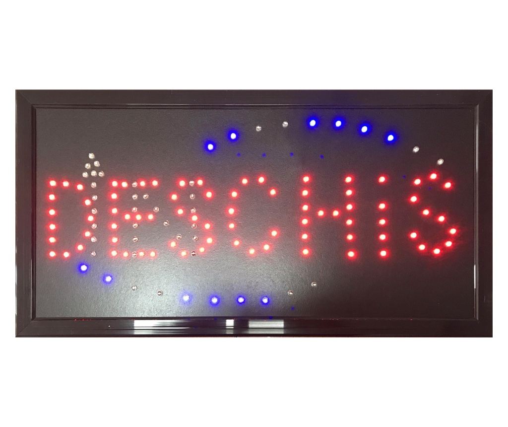 Reclama LED MyStyle, Magazin Deschis - Inchis, cu buton schimbare mesaj, Rosu - Albastru - 2