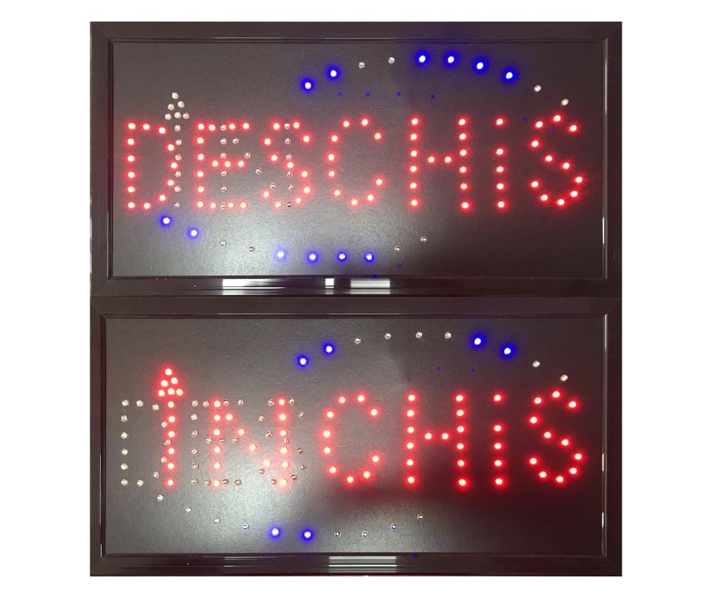 Reclama LED MyStyle, Magazin Deschis - Inchis, cu buton schimbare mesaj, Rosu - Albastru - 3