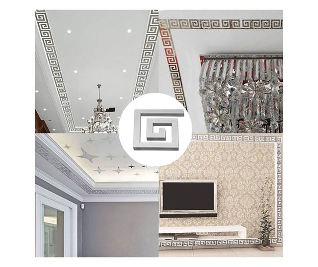 Set Oglinzi Design Versace, Oglinzi Decorative Acrilice SILVER, MyStyle Luxury Home 10 bucati/set - 5 cm