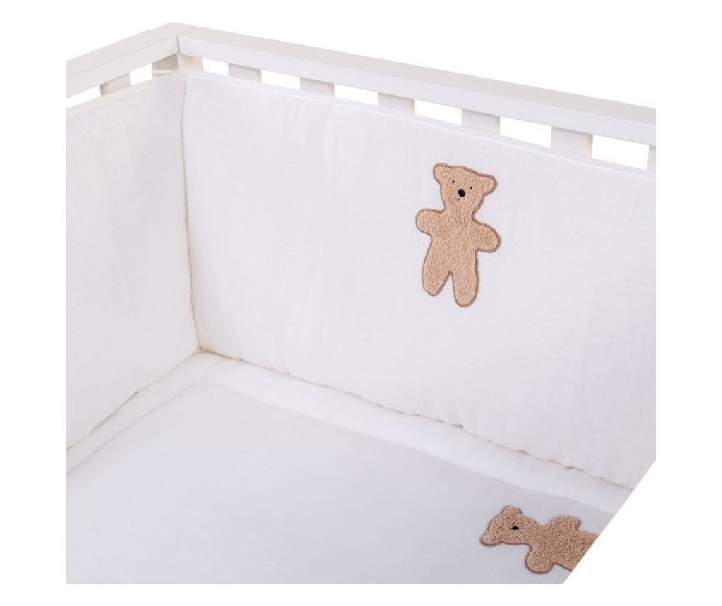 Protectie patut Childhome 35x340 cm, Jerse/Muselina Teddy - 3