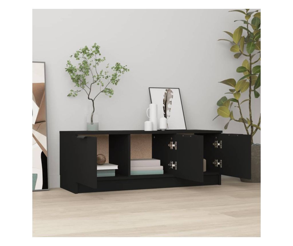 TV komoda, crna, 102x35x36,5 cm, obrađeno drvo - 3