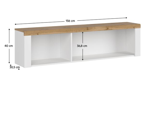 Vilgo 156x30.5x40 cm fehér wotan tölgy függesztett polc