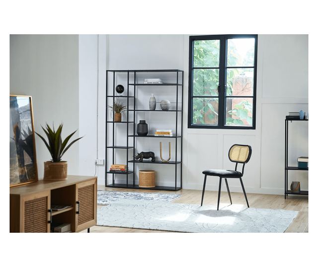 Fekete Bilote fém polc 120x30x188 cm
