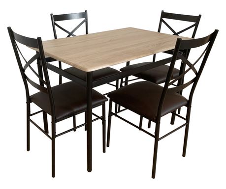 Naren Sonoma Oak Crno-smeđi Stol za Blagovaonicu s 4 Stolice 110x70x75 cm
