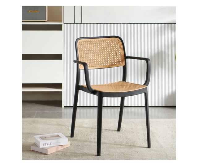 Fekete bézs Ravid rakható szék 58x55x81.5 cm