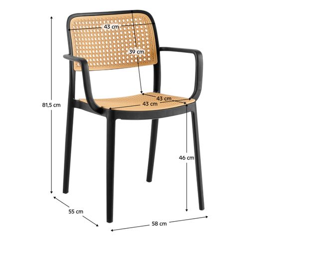 Fekete bézs Ravid rakható szék 58x55x81.5 cm