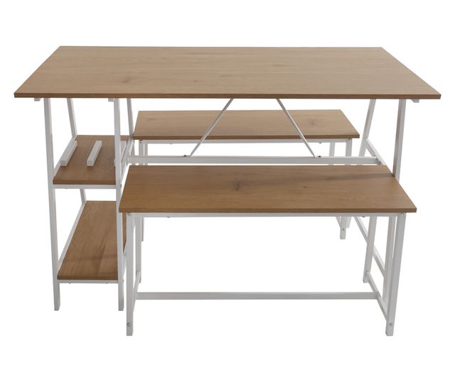 Σετ Τραπεζαρίας 1+2 Δρυς Λευκό Zafar 120x60x75 cm, 85x30x45 cm