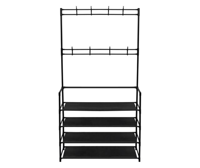 Cuier cu suport pentru pantofi negru Taras 80x28x158 cm