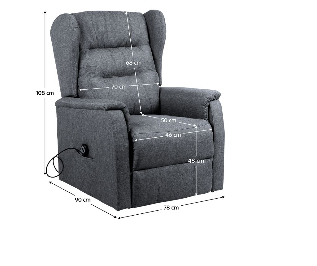 Fotoliu de relaxare pozitionabil gri Douro 78x90-162x86-108 cm - 6
