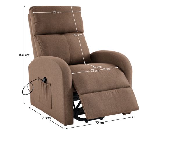 Fotoliu de relaxare pozitionabil maro Neris 72x90-161x86-105 cm