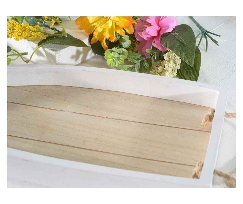 Set 2 tavi lemn natur alb Barcuta 40x18.5x3 cm, 32x15x3 cm - 2
