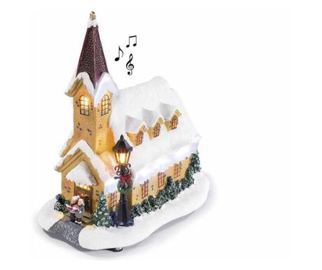 Božična glasbena hišica iz poliresina 15,5x26x27,5 cm