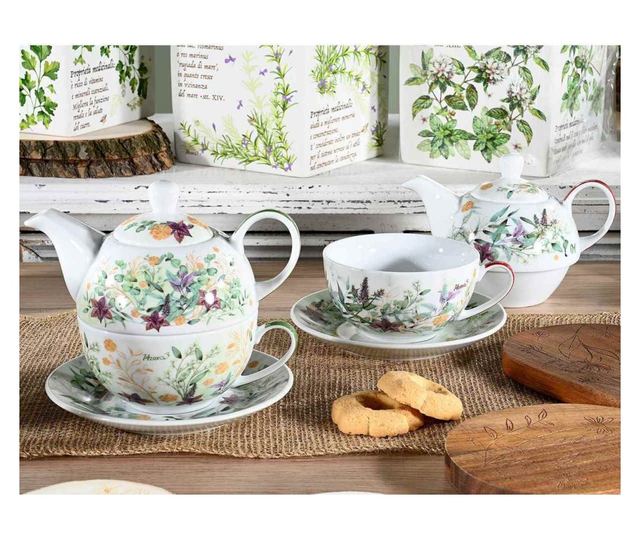 Set od 2 čajnika i 2 šalice od porculana u više boja, 400 ml, 250 ml