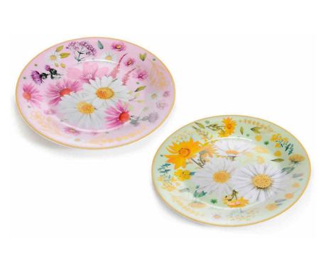 Komplet 6 pisanih porcelanastih krožnikov, 19 cm