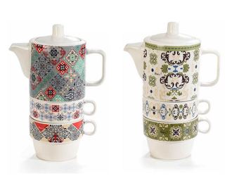 Set od 2 čajnika, 4 porculanska šalice višebojne 14x8x20 cm, 320 ml, 190 ml
