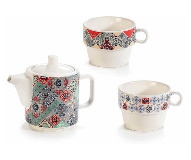 Set od 2 čajnika, 4 porculanska šalice višebojne 14x8x20 cm, 320 ml, 190 ml