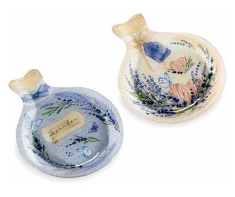 Set od 6 višebojnih staklenih tanjura Lavanda 20.5x26 cm