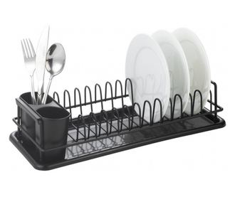 Uscător de vase Rosberg R53000M, 41,5x17,5x9,5 cm, Tavă detașabilă, Negru