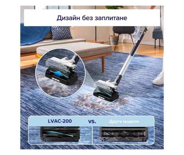 Aspirator vertical Levoit LVAC-200, 180W, Autonomie 50 min, filtrare pe 5 trepte, LED, Fara incurcare, Turbo, Alb/negru