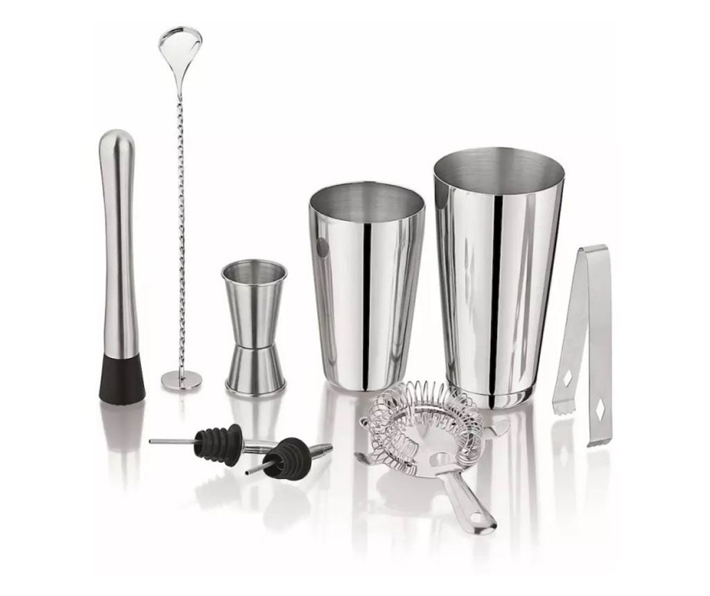 Set solnițe și accesorii cocktail Kinghoff KH 1708, 9 buc, 600/750 ml, Inox - 2